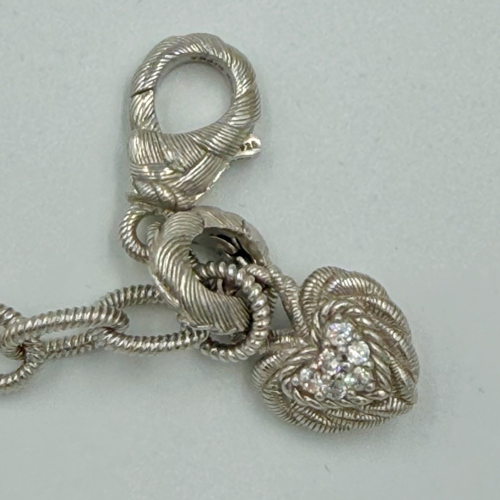 Judith Ripka Sterling Silver Bracelet w/ Diamonique Heart Charm NIB - Picture 7 of 8